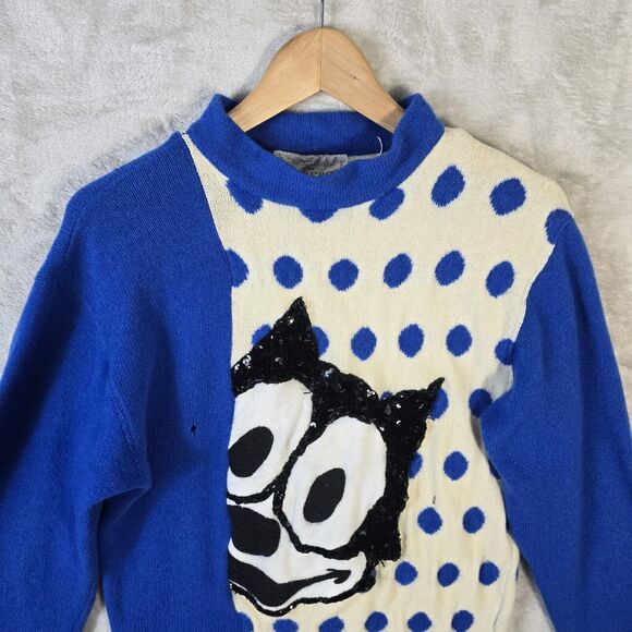 Vintage J.C. De CASTELBAJAC Iceberg Wool Sweater Felix The Cat Women Size 40 S - Picture 3 of 10